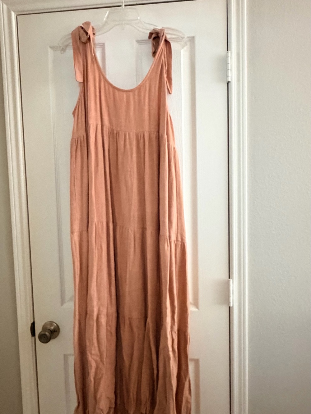 Rachel Pally Tie-Shoulder Peach Maxi Dress